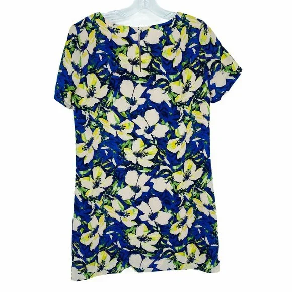 J.Crew Women Size 4 Petite Blue Floral Gallery Dress - Picture 2 of 6